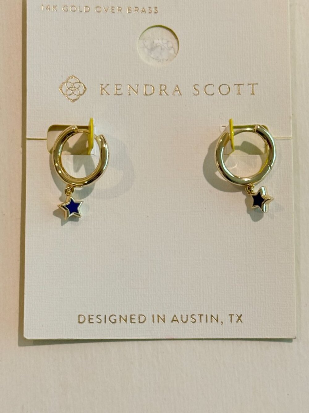 Kendra Scott Kayla Huggie/ Hoop Earrings - Gold/Blue with star